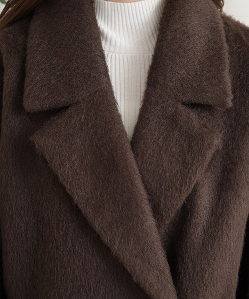 OMNES（オムネス）の「ニットシャギー ダブルテーラードジャケット（テーラードジャケット・レディース・ブラック/ブラウン・FREE）」の14枚目の写真