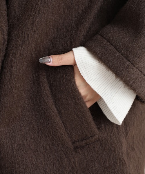 OMNES（オムネス）の「ニットシャギー ダブルテーラードジャケット（テーラードジャケット・レディース・ブラック/ブラウン・FREE）」の16枚目の写真