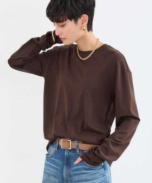 BARNYARDSTORM（バンヤードストーム）の「BARNYARDSTORM / 裏起毛マシュマロT / マシンウォッシャブル（Tシャツ/カットソー・レディース・ブラック/ホワイト/ブラウン・S/M）」の3枚目の写真