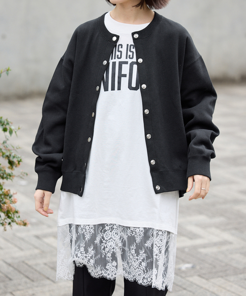 SLOBE IENA（スローブイエナ）の「《WEB限定/追加3》ダブルフェイスジャージースナップカーディガン（カーディガン/ボレロ・レディース・ブラウン/カーキ/ブラック・FREE）」の6枚目の写真