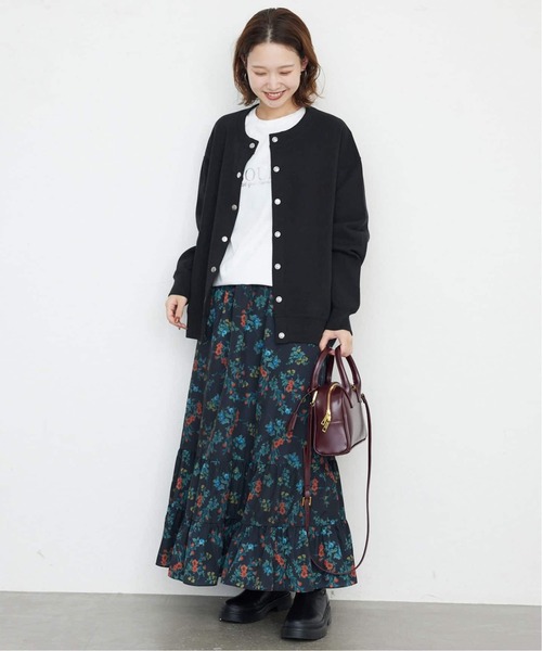 SLOBE IENA（スローブイエナ）の「《WEB限定/追加3》ダブルフェイスジャージースナップカーディガン（カーディガン/ボレロ・レディース・ブラウン/カーキ/ブラック・FREE）」の12枚目の写真