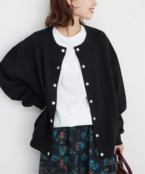 SLOBE IENA（スローブイエナ）の「《WEB限定/追加3》ダブルフェイスジャージースナップカーディガン（カーディガン/ボレロ・レディース・ブラウン/カーキ/ブラック・FREE）」の18枚目の写真