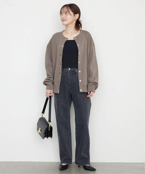 SLOBE IENA(スローブイエナ)の「《WEB限定/追加3》ダブルフェイスジャージースナップカーディガン(カーディガン/ボレロ・レディース・ブラウン/カーキ/ブラック・FREE)」の8枚目の写真