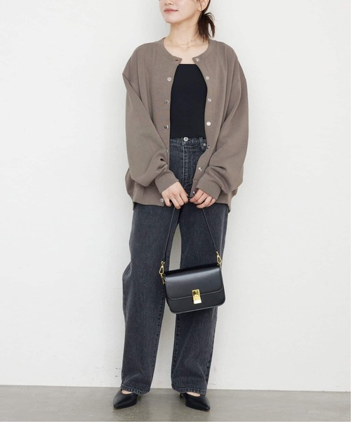 SLOBE IENA(スローブイエナ)の「《WEB限定/追加3》ダブルフェイスジャージースナップカーディガン(カーディガン/ボレロ・レディース・ブラウン/カーキ/ブラック・FREE)」の7枚目の写真