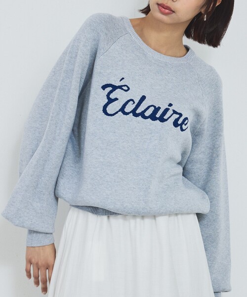 abahouse mavie（アバハウスマヴィ）の「【追加生産】ロゴジャガードニット（ニット/セーター・レディース・グレイッシュブルー/ブラウン/ブラック/アイボリー/グレー/ブルー・フリー）」の3枚目の写真