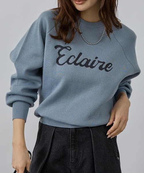 abahouse mavie（アバハウスマヴィ）の「【追加生産】ロゴジャガードニット（ニット/セーター・レディース・グレイッシュブルー/ブラウン/ブラック/アイボリー・フリー）」の4枚目の写真