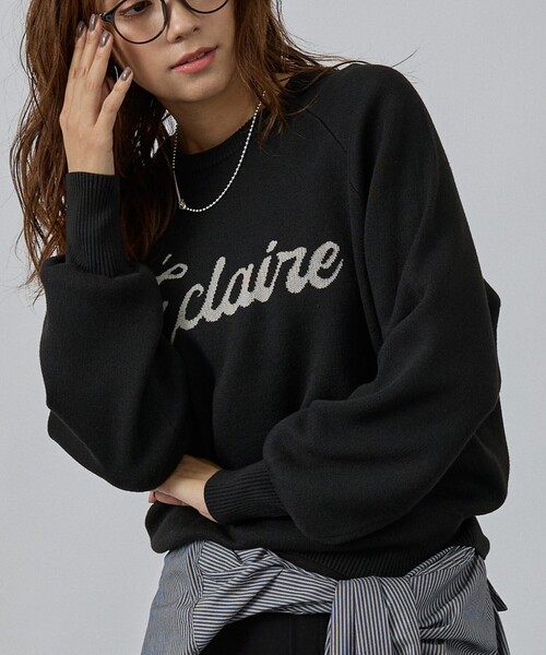 abahouse mavie（アバハウスマヴィ）の「【追加生産】ロゴジャガードニット（ニット/セーター・レディース・グレイッシュブルー/ブラウン/ブラック/アイボリー・フリー）」の2枚目の写真