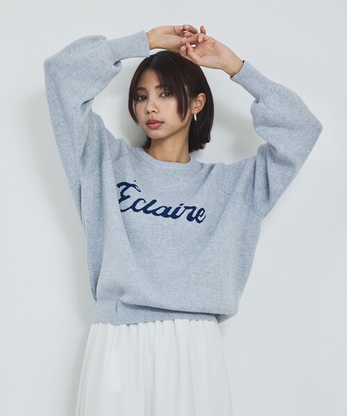 abahouse mavie（アバハウスマヴィ）の「【追加生産】ロゴジャガードニット（ニット/セーター・レディース・グレイッシュブルー/ブラウン/ブラック/アイボリー・フリー）」の7枚目の写真