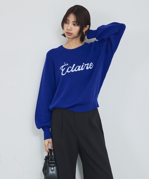 abahouse mavie（アバハウスマヴィ）の「【追加生産】ロゴジャガードニット（ニット/セーター・レディース・グレイッシュブルー/ブラウン/ブラック/アイボリー・フリー）」の12枚目の写真