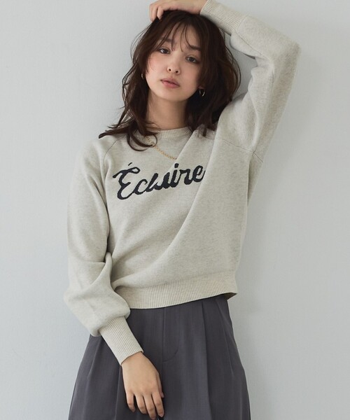 abahouse mavie（アバハウスマヴィ）の「【追加生産】ロゴジャガードニット（ニット/セーター・レディース・グレイッシュブルー/ブラウン/ブラック/アイボリー・フリー）」の17枚目の写真