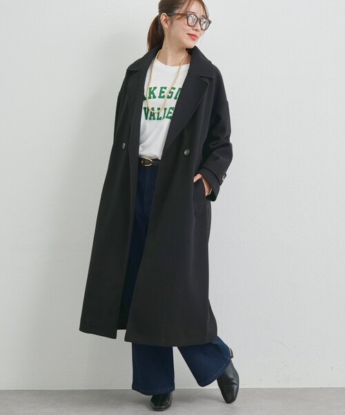 un dix cors(アンディコール)の「《大人の上品なムードに》ダブルロングコート(チェスターコート・レディース・ブラック/キャメル/アイボリー・FREE)」の2枚目の写真