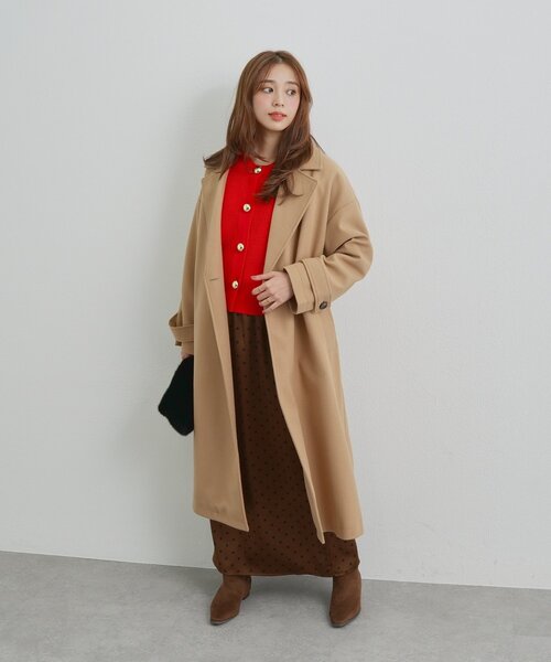 un dix cors(アンディコール)の「《大人の上品なムードに》ダブルロングコート(チェスターコート・レディース・ブラック/キャメル/アイボリー・FREE)」の6枚目の写真