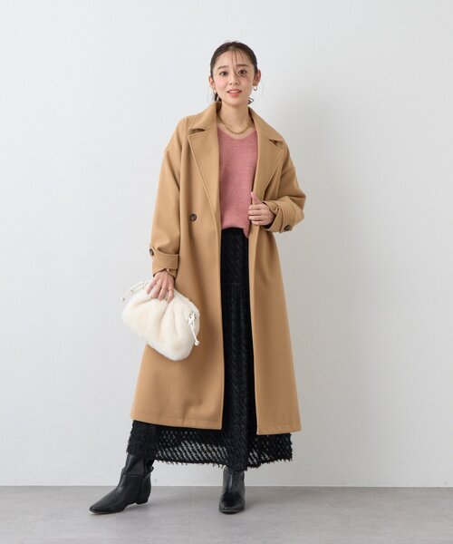 un dix cors(アンディコール)の「《大人の上品なムードに》ダブルロングコート(チェスターコート・レディース・ブラック/キャメル/アイボリー・FREE)」の8枚目の写真