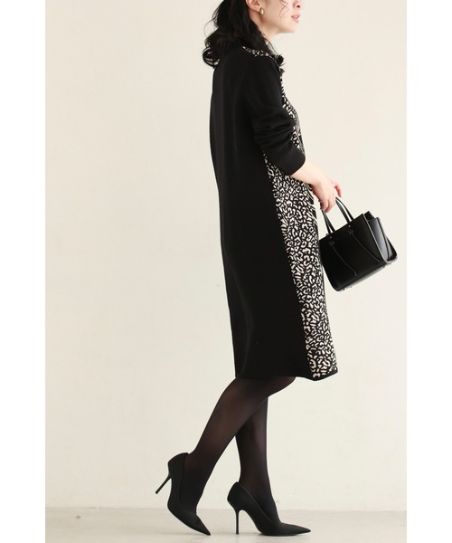 cawaii（カワイイ）の「（黒）アニマル柄とビジュー纏う蝶々のハーフニットミニワンピース（ワンピース・レディース・ブラック・FREE）」の4枚目の写真