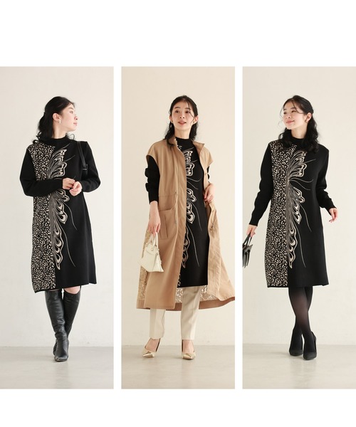 cawaii（カワイイ）の「（黒）アニマル柄とビジュー纏う蝶々のハーフニットミニワンピース（ワンピース・レディース・ブラック・FREE）」の9枚目の写真