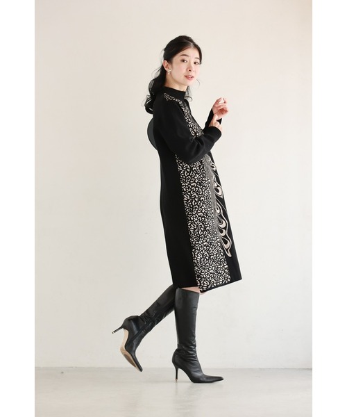 cawaii（カワイイ）の「（黒）アニマル柄とビジュー纏う蝶々のハーフニットミニワンピース（ワンピース・レディース・ブラック・FREE）」の19枚目の写真