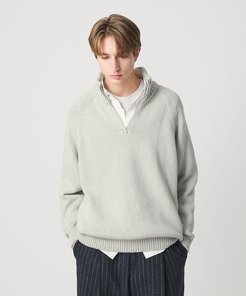 BEAUTY&YOUTH UNITED ARROWS（ビューティーアンドユースユナイテッドアローズ）の「コード ヤーン ハーフ ジップ ニット ウォッシャブル（ニット/セーター・メンズ・ダークグレー/ライム・L/M/S/XL）」の2枚目の写真