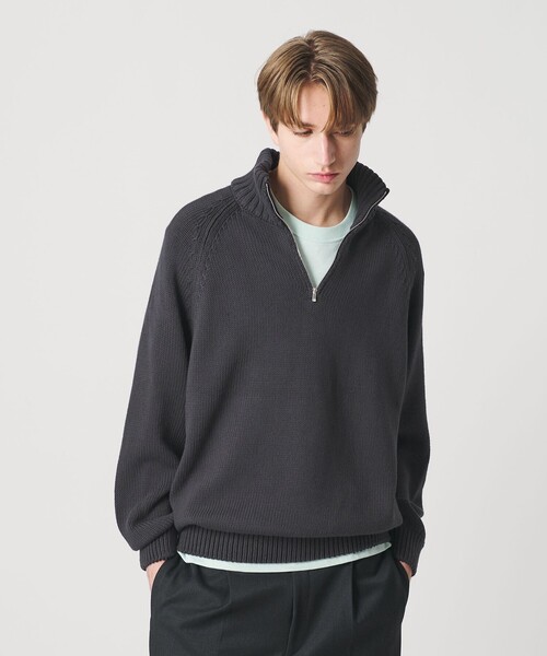 BEAUTY&YOUTH UNITED ARROWS（ビューティーアンドユースユナイテッドアローズ）の「コード ヤーン ハーフ ジップ ニット ウォッシャブル（ニット/セーター・メンズ・ダークグレー/ライム・L/M/S/XL）」の3枚目の写真