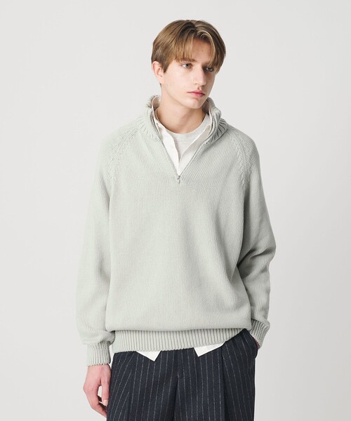 BEAUTY&YOUTH UNITED ARROWS（ビューティーアンドユースユナイテッドアローズ）の「コード ヤーン ハーフ ジップ ニット ウォッシャブル（ニット/セーター・メンズ・ダークグレー/ライム・L/M/S/XL）」の5枚目の写真