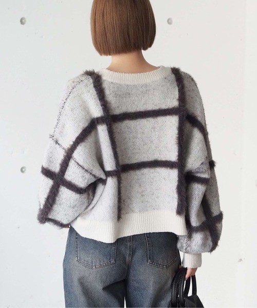 tiptop（ティップトップ）の「フェザーチェックプルオーバー（ニット/セーター・レディース・ブラウン/アイボリー/チャコールグレー・FREE）」の13枚目の写真