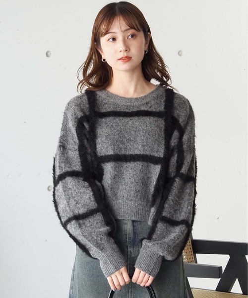 tiptop（ティップトップ）の「フェザーチェックプルオーバー（ニット/セーター・レディース・ブラウン/アイボリー/チャコールグレー・FREE）」の20枚目の写真