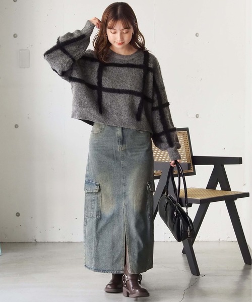 tiptop（ティップトップ）の「フェザーチェックプルオーバー（ニット/セーター・レディース・ブラウン/アイボリー/チャコールグレー・FREE）」の22枚目の写真