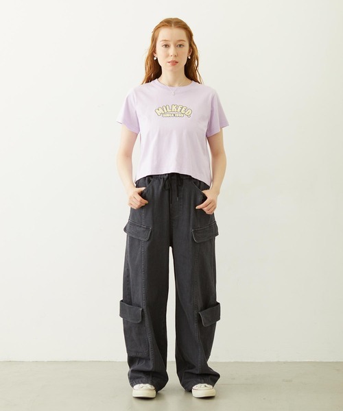 MILKFED.(ミルクフェド)の「GRADIENT LOGO COMPACT S/S TEE(Tシャツ/カットソー・レディース・ブラック/ライトパープル/オートミール・M/S)」の19枚目の写真