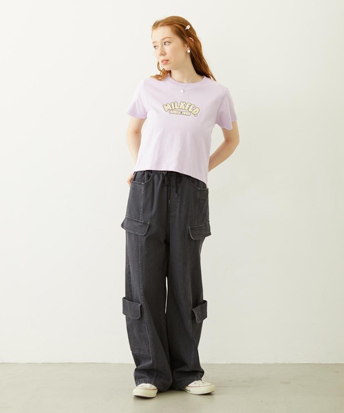 MILKFED.(ミルクフェド)の「GRADIENT LOGO COMPACT S/S TEE(Tシャツ/カットソー・レディース・ブラック/ライトパープル/オートミール・M/S)」の20枚目の写真