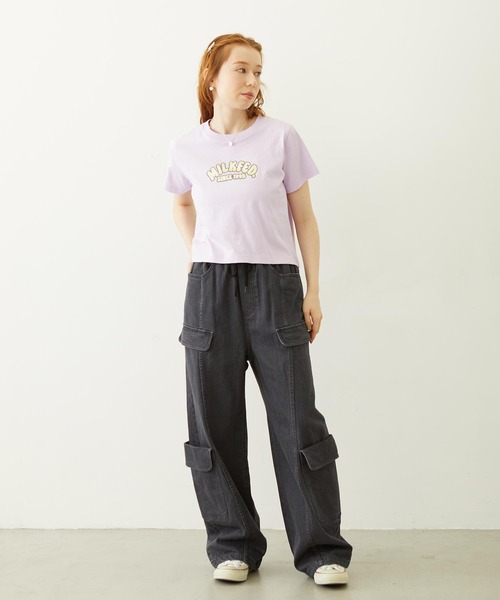 MILKFED.(ミルクフェド)の「GRADIENT LOGO COMPACT S/S TEE(Tシャツ/カットソー・レディース・ブラック/ライトパープル/オートミール・M/S)」の22枚目の写真
