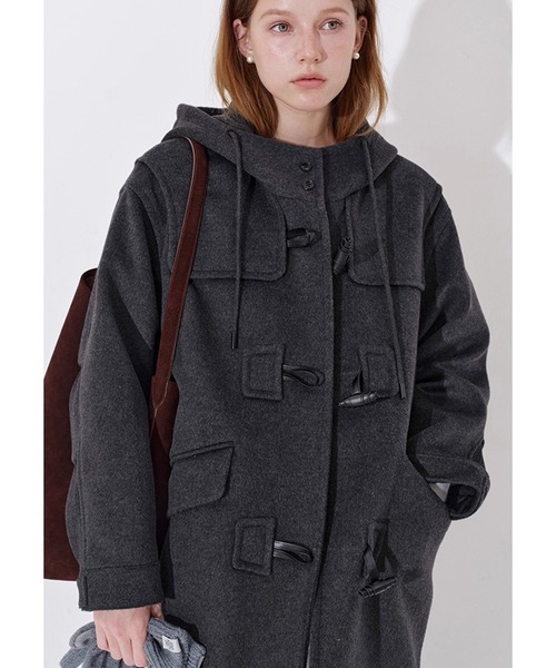 d.i.a.グレー フード付き ウール混モッズコート メンズのモッズコート（グレー/灰色系・フードあり）ファッション通販