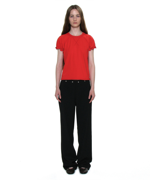 PARTIMENTO WOMEN(パルティメントウィメン)の「レギュラーパフショートスリーブTシャツ_レッド(Tシャツ/カットソー・レディース・その他・SMALL/MEDIUM)」の2枚目の写真