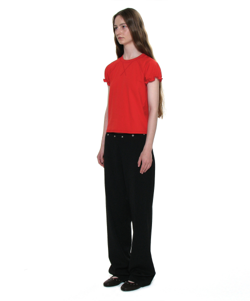 PARTIMENTO WOMEN(パルティメントウィメン)の「レギュラーパフショートスリーブTシャツ_レッド(Tシャツ/カットソー・レディース・その他・SMALL/MEDIUM)」の3枚目の写真