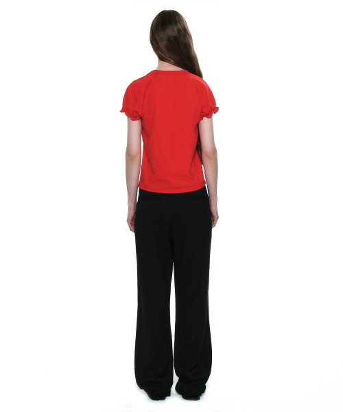 PARTIMENTO WOMEN(パルティメントウィメン)の「レギュラーパフショートスリーブTシャツ_レッド(Tシャツ/カットソー・レディース・その他・SMALL/MEDIUM)」の4枚目の写真