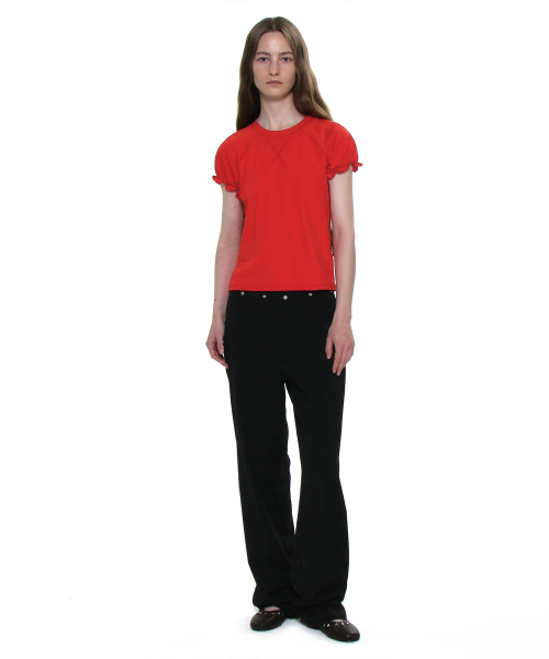 PARTIMENTO WOMEN(パルティメントウィメン)の「レギュラーパフショートスリーブTシャツ_レッド(Tシャツ/カットソー・レディース・その他・SMALL/MEDIUM)」の5枚目の写真