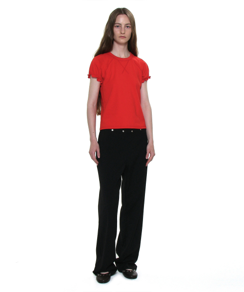 PARTIMENTO WOMEN(パルティメントウィメン)の「レギュラーパフショートスリーブTシャツ_レッド(Tシャツ/カットソー・レディース・その他・SMALL/MEDIUM)」の6枚目の写真