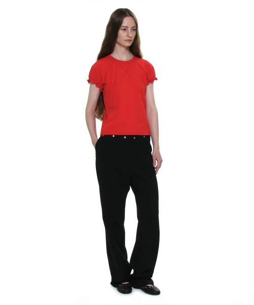 PARTIMENTO WOMEN(パルティメントウィメン)の「レギュラーパフショートスリーブTシャツ_レッド(Tシャツ/カットソー・レディース・その他・SMALL/MEDIUM)」の7枚目の写真