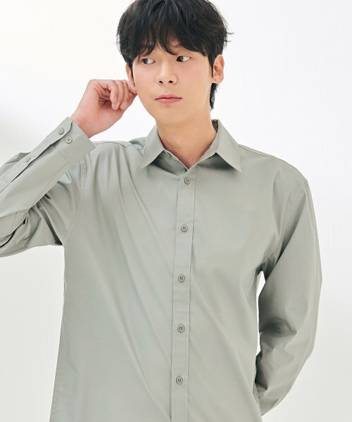CHASECULT(チェイスカルト)の「男性ベーシックスパンシャツ-DDZK5450A02(シャツ/ブラウス・メンズ・ライトグレー・100/105/110/95)」の2枚目の写真