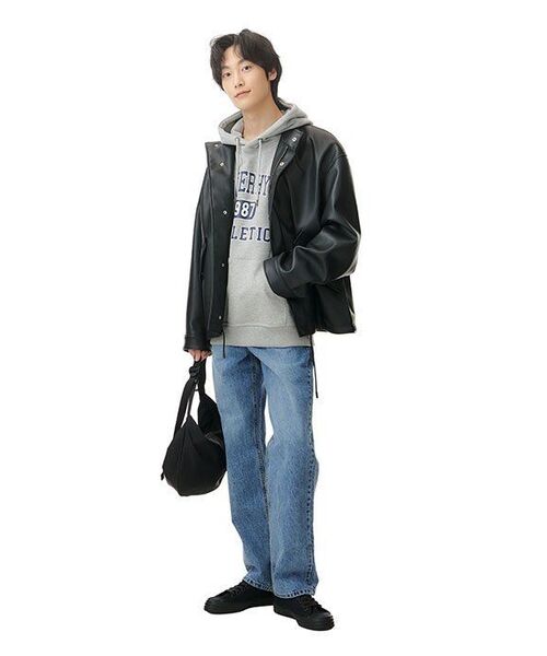MUSINSA STANDARD（ムシンサスタンダード）の「シンセティックレザーオーバーサイズクロップフィールドジャケット[ブラック]（ライダースジャケット・メンズ・その他・MEDIUM/LARGE/X-LARGE/XX-LARGE）」の17枚目の写真