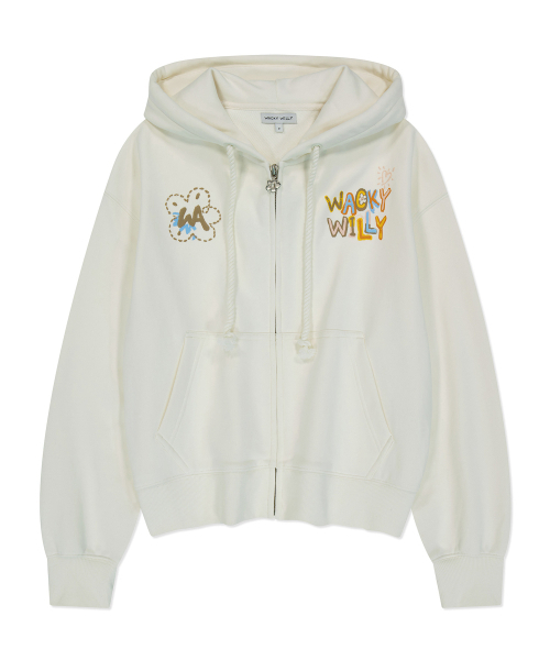 Wacky WiLLy(ワッキーウィリー)の「ウィメンズタイポセミオーバーフィットフードジップアップクリーム(パーカー・レディース・その他・F)」の1枚目の写真