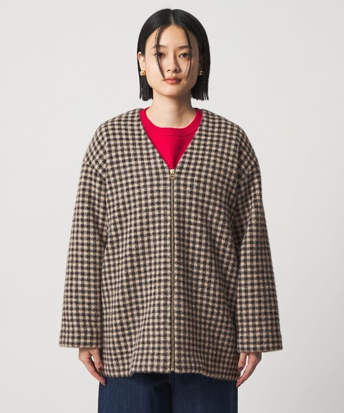 A DAY IN THE LIFE UNITED ARROWS(アデイインザライフユナイテッドアローズ)の「フェザーラメ チェック ミドルコート <A DAY IN THE LIFE>(その他アウター・レディース・モカ/ネイビー/ブラック・FREE)」の7枚目の写真