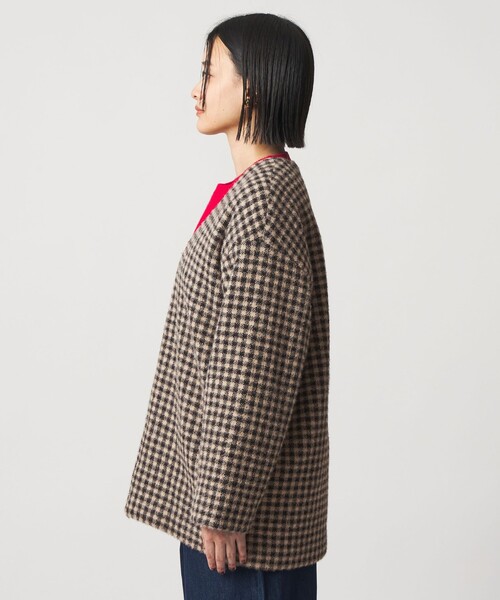 A DAY IN THE LIFE UNITED ARROWS(アデイインザライフユナイテッドアローズ)の「フェザーラメ チェック ミドルコート <A DAY IN THE LIFE>(その他アウター・レディース・モカ/ネイビー/ブラック・FREE)」の8枚目の写真
