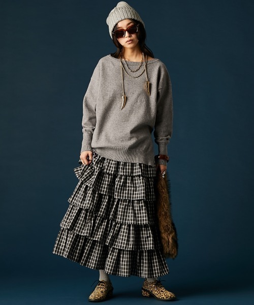 GEVS.(ジェイヴィス)の「チェックティアードスカート<大きいサイズ有>GEVS.(スカート・レディース・ブラック系/ブルー系・L/M/5L/4L/3L/LL)」の5枚目の写真