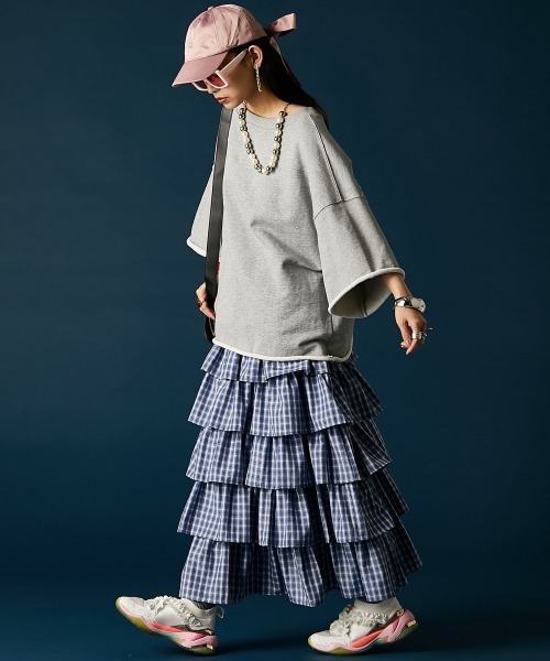 GEVS.(ジェイヴィス)の「チェックティアードスカート<大きいサイズ有>GEVS.(スカート・レディース・ブラック系/ブルー系・L/M/5L/4L/3L/LL)」の7枚目の写真