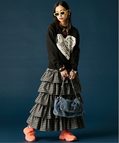 GEVS.(ジェイヴィス)の「チェックティアードスカート<大きいサイズ有>GEVS.(スカート・レディース・ブラック系/ブルー系・L/M/5L/4L/3L/LL)」の10枚目の写真