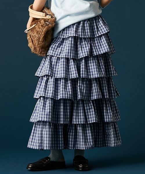 GEVS.(ジェイヴィス)の「チェックティアードスカート<大きいサイズ有>GEVS.(スカート・レディース・ブラック系/ブルー系・L/M/5L/4L/3L/LL)」の21枚目の写真