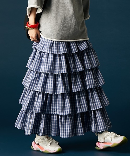 GEVS.(ジェイヴィス)の「チェックティアードスカート<大きいサイズ有>GEVS.(スカート・レディース・ブラック系/ブルー系・L/M/5L/4L/3L/LL)」の22枚目の写真
