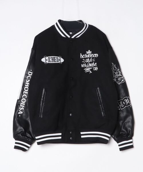 DC SHOES（ディーシーシューズ）の「ディーシーシューズ  25 VARSITY JACKET アウトドアカジュアル ジャケット（スタジャン・メンズ・ブラック/ベージュ・LL/M/L）」の16枚目の写真