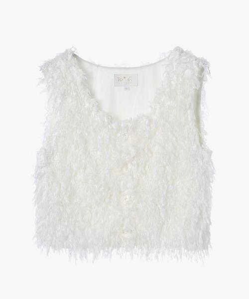 To b. by agnes b.（トゥービーバイアニエスベー）の「ファンシー ヤーン ベスト（ベスト・レディース・ホワイト・36/38/40）」の9枚目の写真