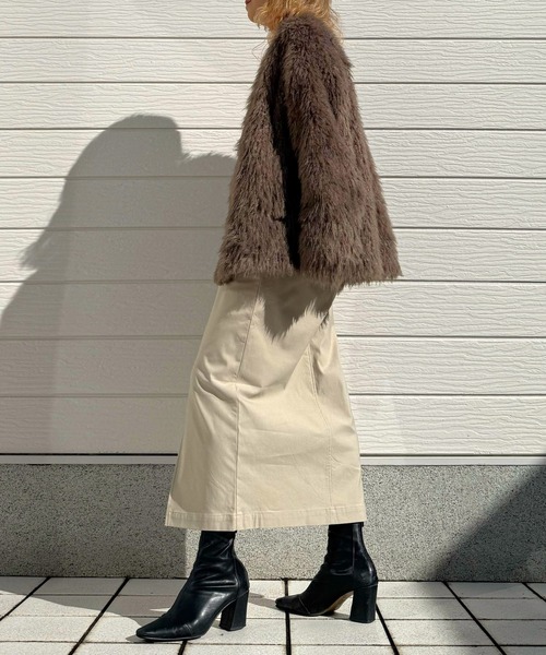 Q（キュー）の「裏起毛ストレッチタイトスカート（スカート・レディース・ブラック/チャコールグレー/ライトベージュ・MEDIUM）」の21枚目の写真