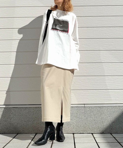 Q（キュー）の「裏起毛ストレッチタイトスカート（スカート・レディース・ブラック/チャコールグレー/ライトベージュ・MEDIUM）」の19枚目の写真